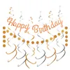 Decorazioni per feste decorazioni di compleanno glitter kit scintillanti di banner dorati con cerchio di ghirlanda appeso turbini per