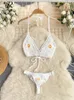 Singreiny Women Beach Holiday Bikini Set Bandage Mini Topsexy Shorts Summer Bohemian Summer Knitting Due pezzi Suit 240429