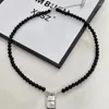 Ketten Xichuan Shizi S999 Fuß Silber kleiner Obsidian Spleißblock Anhänger Halskette kaltes Windlicht Luxus -Schlüsselbeinkette