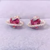 Boucles d'oreilles par bijoux naturels Real Red Garnet Oreille d'oreille Love Heart Style 1ct 2pcs Gemstone 925 STERLING Silver Fine L243105
