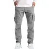 Men's Pants Work For Spring And Summer European American Pleated Drawstring Multi Pocket Casual