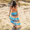 Lässige Kleider hochwertiger sexy schlanker Fit -Krawattenfarbstoff Rückenfreier gedruckter Rock Bohemian Beach Lange elegante Frauenkleidung Vestidos
