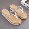 Slippels slippers dames zomer strandschoenen platte sandalen buiten de huis met strass fashion non-slip