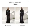 Women's Two Piece Pants Commuter Black Suit 2024 Spring Professional Elegant 3D Butterfly Coat High Waist Micro Flared Trousers Two-Piece