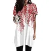 Damen T -Shirts Hoodies Casual Kurzärmel Fashion Print Tunika Tops mit Taschen runden Hals Pullover Kleidungsverkauf