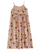 Yaz Kolsuz Kayış Baskı Çiçek Elbiseleri Kadınlar için Pamuk Vintage Sıradan Uzun Elbise Femme Robe Plajı Zarif Giysiler 240429