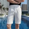 Abbigliamento del marchio British Syle Summer Leisure for Men Business Shortsmale Slim Fit Shubito a colori puro Plussure 29-36 240430