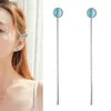 Boucles d'oreilles en peluche Fashion Fashion Long Box Chain Blue Opal Drop For Women Party Jewelry Gift Pendientes E141