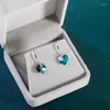 Dangle Earrings Cellacity Drop For Women Silver Jewelry Ocean Heart Blue Crystal Elegant Personality Princess Ear Hook Female Ear-Drops