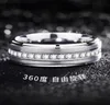 Anelli a cluster Men039 Anello 8mm White Tungsten Carbide Fashion Jewelry con anello rotante pietra gemella MENS50621