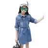 Robes de fille robe de chemise en jean mode pour filles 4 à 12 ans