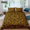 Home Living Luxury Golden Mandala Print 23 -stks zacht dekbedoverkleed kussensloop Koningin en kingsize kinderen beddengoed set euusau 240424