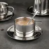 Potrawy kawy kubek ze stali nierdzewnej na wodę herbacianą i spodek