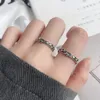 Cluster Rings Vintage Five-Line Music Note Ring S925 Sterling Silver Retro Personlighet Chic Korean Style Kvinnsmycken