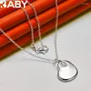 Pendants URBABY 925 Sterling Silver Love Heart Pendant Necklace For Women Man 18-30 Inch Chain Fashion Charm Jewelry Wedding Accessories