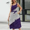 Casual Dresses Summer For Women Beach Loose Round Neck Sleeveless Midi A-Line Swing Dress Sundresses With Pockets Elegant