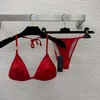 Designer Summer New Metal Sexy Tied Neck Underwear+Sexy T-Pants Split Swimsuit Set ZSOT