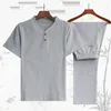 Parcours masculins Sumy Tracks Tracks Tracks Mens Brethable Fashion Short Sets Cotton and Linen T-shirts Pantal