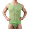 Singlet Crop Tops SXL Casual Men Vest Top Underwear Fashionable Fishnet Mesh Mens för en modern look 240416