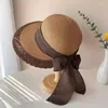 Berets 2024 Ladies Fashion Summer Casual Unisex Beach Jazz Sun Hat Hat Panama бумага соломенная столовая женщина с лентой