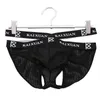 Unterhosen sexy homosexuelle Unterwäsche Herren Hohlkinder Sportschuhe Schwarze Polyester G-String und Tanga Low Taille Pocket S-XL Q240430