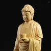 Figurines décoratives Bois sculpture de la figurine Bouddha Amitabha Statue Sculpture Home Living Room Decoration