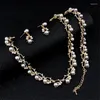 Boucles d'oreilles de collier Réglage du luxe Imitation Perle Boucle d'oreille perle Bracelet pour femmes exquise de mariage mariée Crystal Party