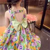 Humour Bear Kids Vêtements Huile peinture Robe de vent Sweet Princess jupe florale DROP BORD BOW GIRL POUR 37Y 240423