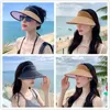 Brede rand hoeden UV -bescherming lege top zonneschad hoed draagbare grote vizieren straw cap ademende verstelbare casual schaduw zomer