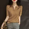 Dames PoloS T-shirts Polo-knop Gebreide kledingtrend 2024 Vrouwelijke tee Fashion Sales Casual Tops Hoge kwaliteit Pulovers in