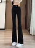 Jeans feminino duomofu preto chique elástico alta cintura slim flue feminino de primavera de moda botão de zíper sólida cor simples xs-2xl fêmea feminina