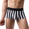 Onderbroek sexy mannen bokser gestreepte naadloze slips uitpuiling zakje ondergoed dunne ademende shorts trunks zomer casual zwemmen