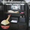 Opbergtassen Auto zittas Auto Back Organizer met opvouwbare tafellade PU lederen tablethouder Tissue Box Accessoires