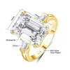 Gecertificeerde 10ct Emerald Cut Ring Gold Big Diamond Wedding Sieraden voor vrouwen waterdichte verloving bruid cadeau in 240424