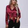 Women's Blouses Office Lady Solid Color Shirt For Women Multicolor Satin Imitation Silk Lange mouwen Spring Summer Clothing