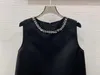 Lässige Kleider 2024 Frauen Mode ärmellose runden Nackenausschnitt Diamant Straight Weste Rock großzügiges Kleid 0329