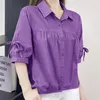 Bluzki damskie Koreańska szyfonowa koszula krótkie rękawy 2024 Letni płaszcz w stylu zachodnim cienki koronkowy bluzka moda luźna samica