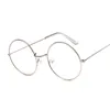 Винтажные круглые очки прозрачная линза мода золотая металлическая рама оптические мужчины женские очки фальшивые 240423