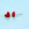 Boucles d'oreilles Sweet mignon 925 STERLING Silver for Women Red Heart Design Simple Minimalist Ear Piercing Bijoux
