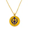 Anhänger Halsketten Anniyo rund Sikh Tamil Symbol Yoga für Frauen Männer Hindoo Hindu Buddhist Om Sikhism Religion #D0053