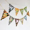 Decoração de festa Jungle Animais Banner Tropical Floresta tropical Zebra Garland Palm Pennant para crianças Decoração de aniversário 1º menino