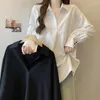 Blouses pour femmes Superaen 2024 Spring Casual Casual polyvalent Split Shirt Single Breasted Tops