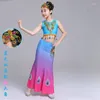Escenario use para niños Dai dance vestido de danza dai falda elástica pavo real
