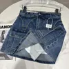 Saias de metal anel de ferramentas de bolso design saia jeans mulher sexy bolsa hip mini q83