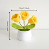 Dekoratif Çiçekler Vadinin Eldenizle Zambak Örgü Simülasyonu Çiçek Tığ işi Hediyesi Diy Sevgililer Günü Ofisi Ev Kapalı Saksı Dekor