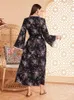 Abbigliamento etnico stampato eid abayas jalabiya marocain kaftan women abito da sera musulmano Dubai Turchia Ramadan Islamic Caftan