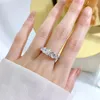 5 камней 3,6CTTW Полные кольца для женщин S925 Серебряный серебряный кольцо.