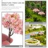 Decorative Flowers 8 Pcs Simulated Cherry Blossom Tree Miniature Sand Table Bush Trees Model Architecture Decor Simulation