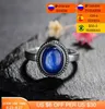 Cluster Rings Fashion 8x10 мм овальный темно -синий натуральный Kyanite Women039s 925 Серебряные ювелирные украшения Кольцо цельно высококачественные подарки Vin9062065