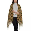 Шарфы 2024 Роскошный модный шарф с длинными кисточками Классические цветочные платки и обертывание женское обычное винтажное винтажное бандана